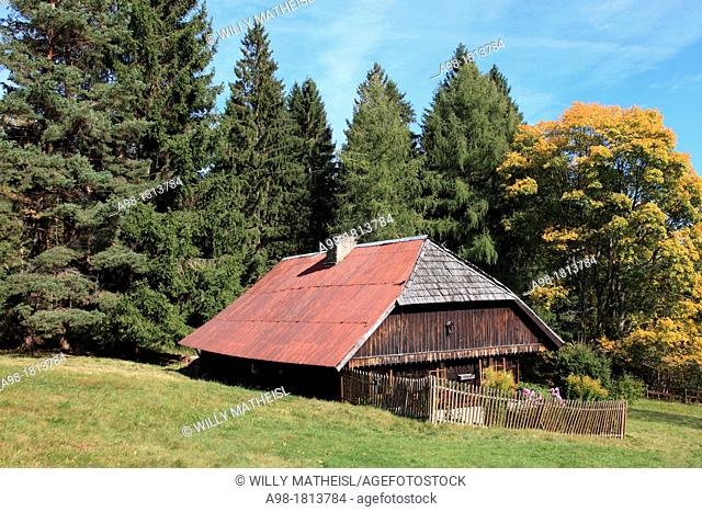 traditional old farmhouse at the village Srni, German: Rehberg, Bohemian Forest, National Park Sumava, Czech Republic, Europe