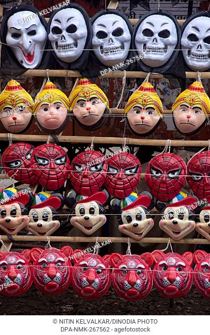 Plastic masks kept for sell, Pune, Maharashtra, India, Asia