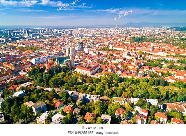 Zagreb historic city center aerial view, capital of Croatia