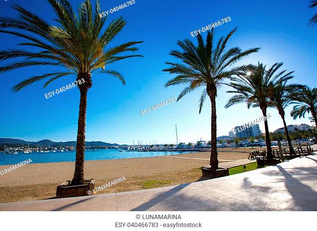 Ibiza san Antonio Abad de Portmany beach in Balearic Islands of spain
