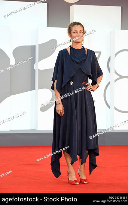 Italian producer Ginevra Elkann at the 78 Venice International Film Festival 2021. The Hand Of God (È stata la mano di Dio) red carpet