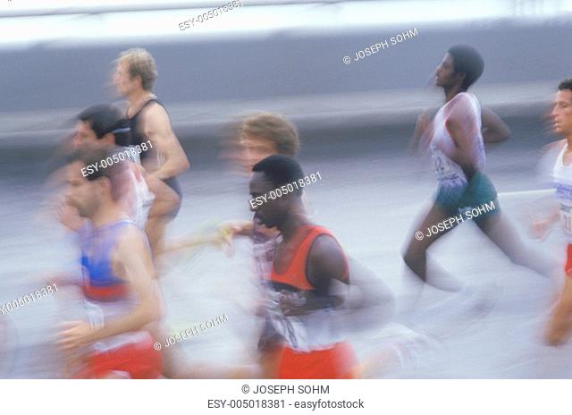 Group of runners in NY City Marathon, Brooklyn, NY