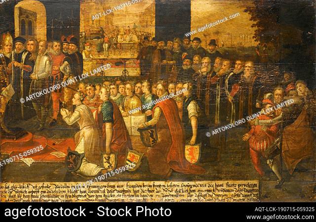 Allegory of the Tyranny of the Duke of Alba in the Netherlands Alva in the Netherlands. The part of the show on the far left with the Duke of Alva sitting on...