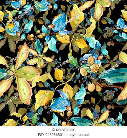 Elaeagnus leaves in a watercolor style. Seamless background pattern. Fabric wallpaper print texture. Aquarelle leaf for background, texture, wrapper pattern