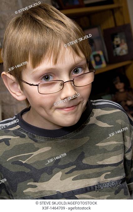 Portrait of boy age 11 with a Harry Potter look-alike