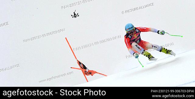 21 January 2023, Austria, Kitzbühel: Swiss ski racer Stefan Rogentin competes in the downhill race on the Streif at the 83rd Hahnenkamm Race
