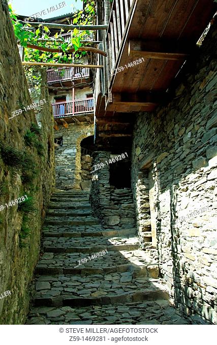 traditional granite stone dwelling house - village of indemini - canton of ticino - switzerland