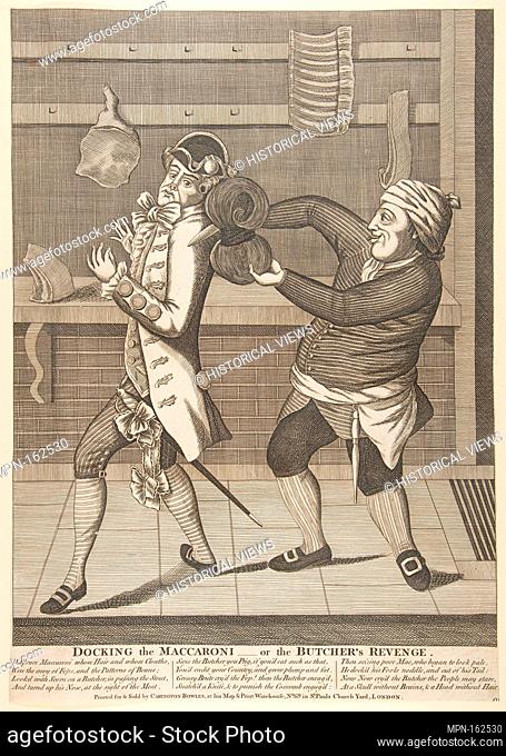 Docking the Macaroni-or the Butcher's Revenge. Artist: Anonymous, British, 18th century; Publisher: Carington Bowles I (British