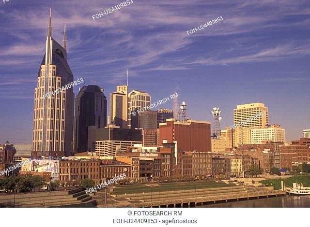 Nashville, TN, Tennessee, downtown, skyline, Cumberland River