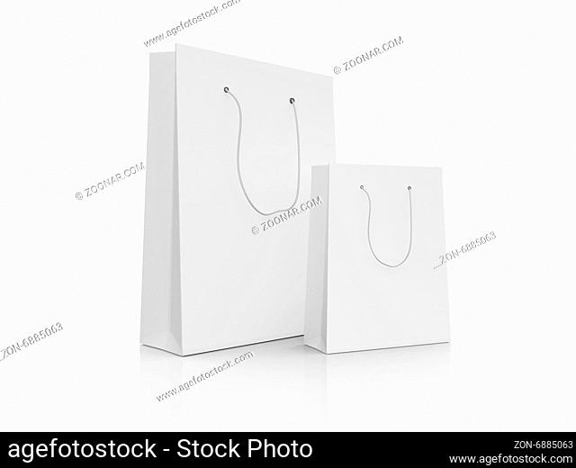 Blank, empty shopping bags, isolated on white background