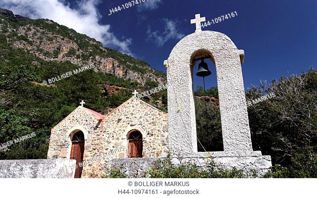 Agias Antonios, Christianity, cross, bell, bell tower, Greece, Europe, Greek-orthodox, island, isle, church, chapel, Crete, cross, Mediterranean