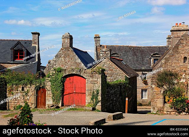 Houses in the medieval village of Locronan, Brittany, France, Europe