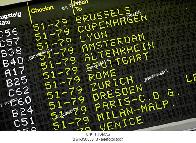 Schedule board at Viennese International Airport at Wien Schwechat, Austria, Schwechat