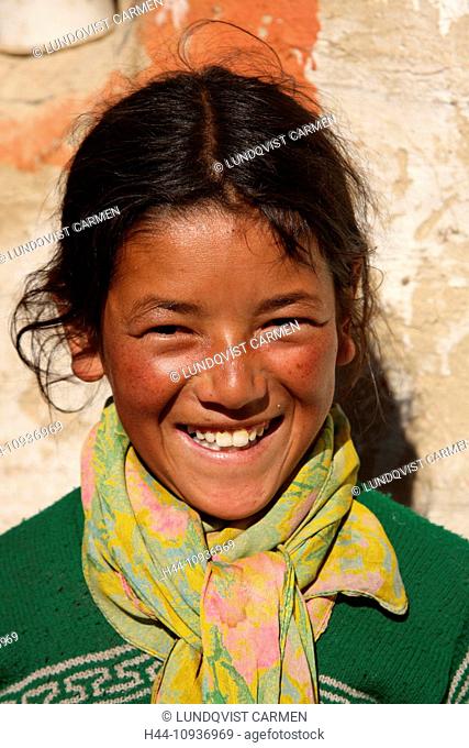 indigenous, person, girl, portrait, smiling, smile, Rangdum, Suru, valley, Zanskar, Kargil district, Kargil, Jammu, Kashmir, Ladakh, India, Asia