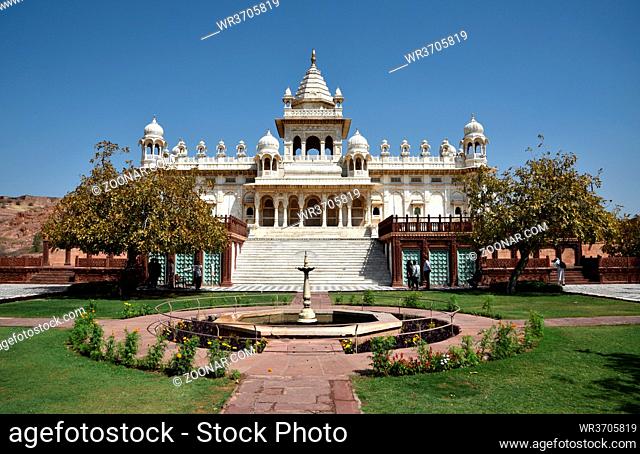 Jaswant Thada monument at the lush garden, in the city of Jodhpur India