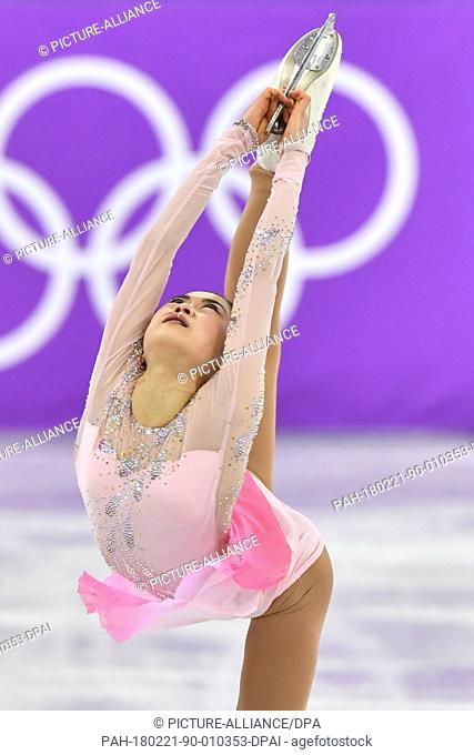 Satoko Miyahara from Japan in action during the women's singles short program event of the 2018 Winter Olympics in the Gangneung Ice Arena in Gangneung