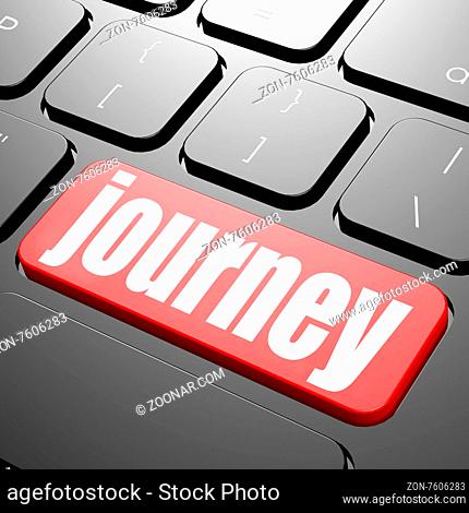 Keyboard with journey text image with hi-res rendered artwork that could be used for any graphic design