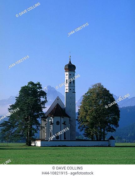 church, St Colomann, saint, Colomann, Shwangau, Bavaria, Germany, Europe, EU European, travel, holiday, vacation, buil