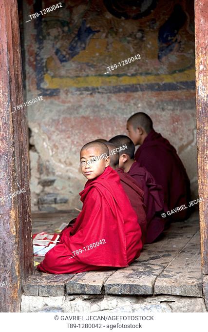 Monks chanting in the temple