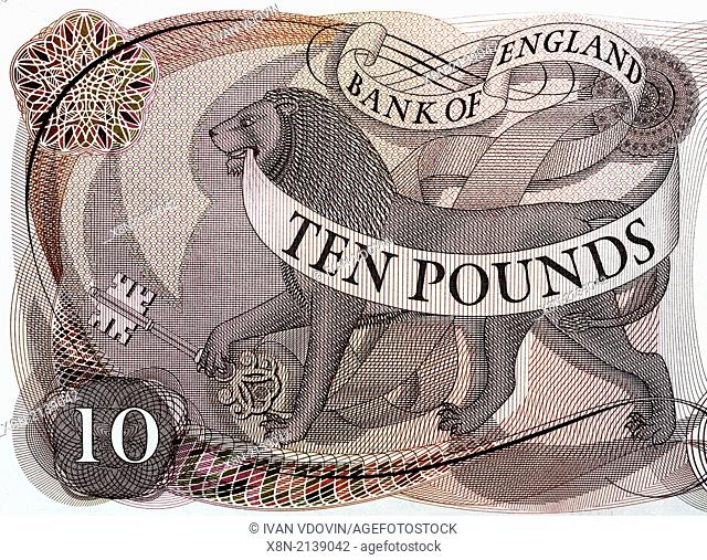 Lion from 10 Pounds banknote, UK, 1970
