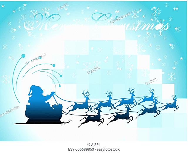 vector illustration, santa with his sleigh