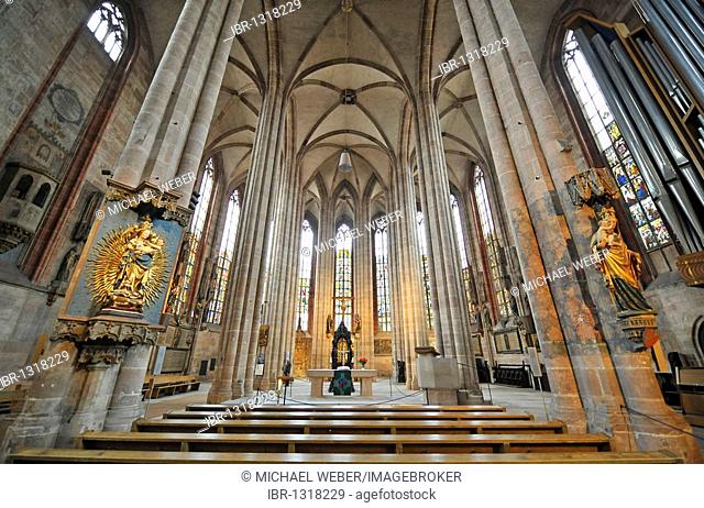View in the choir hall with Sebaldus' Grave, tomb of the patron St. Sebaldus, St. Sebaldus Church, Nuremberg, Franconia, Bavaria, Germany, Europe