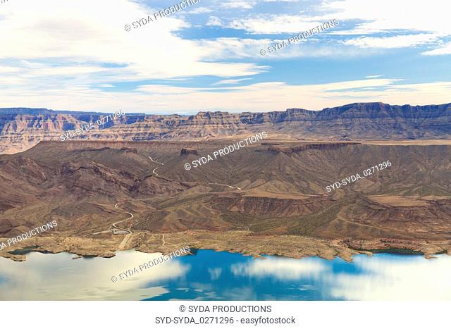 aerial view of grand canyon and lake mead