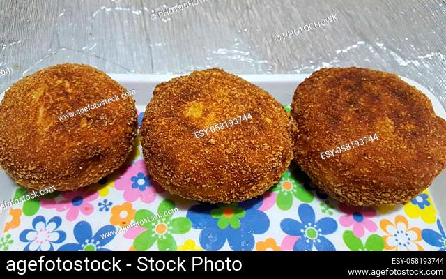 Closeup view of fried pizza bomb or pizza balls. Pizza bombs are delicious and tasty altered form of pizza