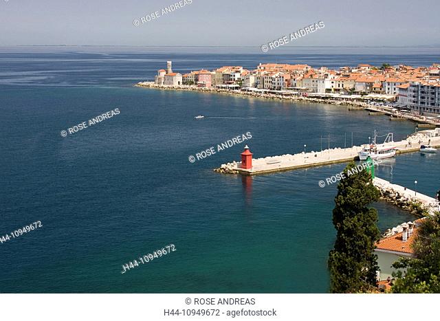 Adriatic, outside, view, bay, Europe, Istria, coast, lighthouse, picturesque, sea, village, Piran, Slovenia, Slovenian