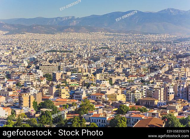 Athens, Attica, Greece. The city seen from the Acropolis
