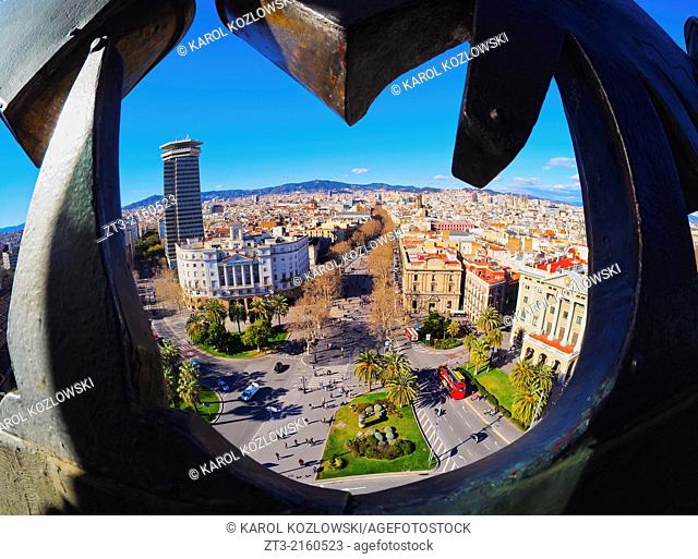 View from Mirador de Colon - Christopher Columbus Column in Barcelona, Catalonia, Spain