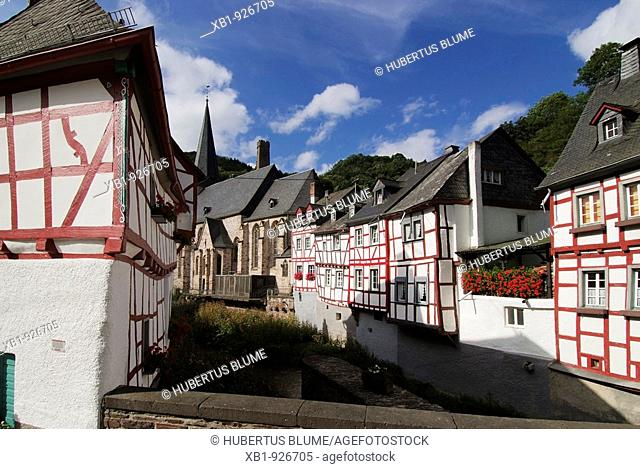 Half-timbered town Monreal in the Elz valley, district Mayen Koblenz, Vordereifel, Rhineland-Palatinate, Germany, Europe