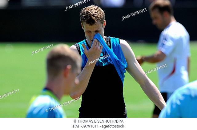 Marcell Jansen is pictured during the training of the German national team on the grounds of the Barry University in Miami, USA, 24 May 2013