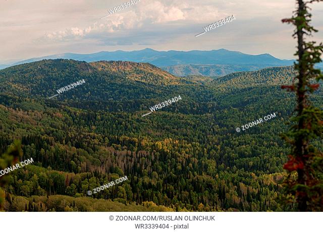 Beauty view in mountains of Altai. Kolyvan range - a mountain range in the north-west of the Altai Mountains, in the Altai Territory of Russia