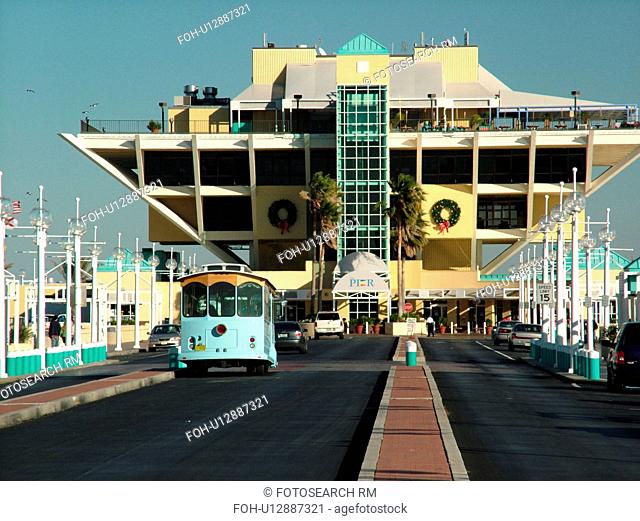 St. Petersburg, FL, Florida, Tampa Bay, The Pier, upside-down Pyramid, Inverted five-story pyramidal structure, trolley