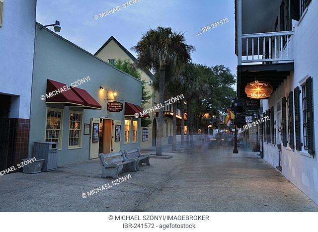 Pedestrian Area on St. George Street in the oldest city of the United States, St. Augustine, Florida, USA