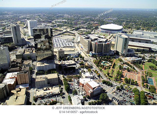 Georgia, Atlanta, downtown, Westin Peachtree Plaza, Sun Dial Restaurant, revolving restaurant, view, building, skyline, skyscraper, street, Georgia Dome