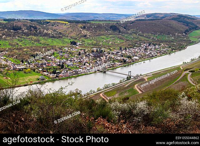 The wine-village Wehlen, a district of Bernkastel-Kues with the only rope bridge at the mosel