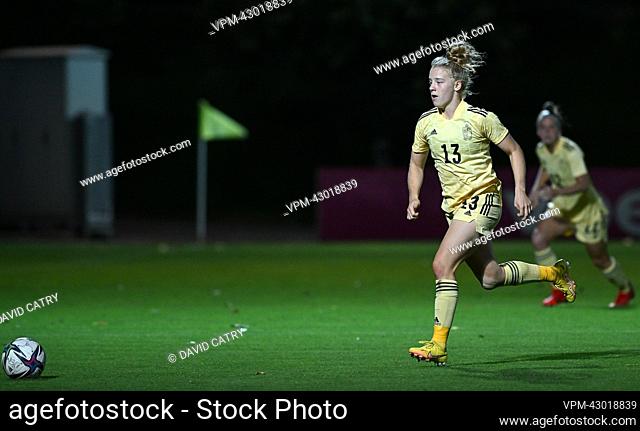 Belgium's Elena Dhont pictured in action during the match between Belgium's national women's soccer team the Red Flames and Armenia, in Yerevan, Armenia