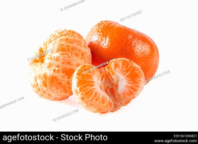 mandarin fruits on a white background, blank for your photo manipulations