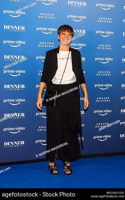 The Italian actress, stand-up comedian and voice actress Marina Massironi attend the presentation event of the new Amazon Original show Dinner Club