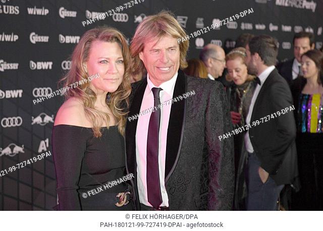 Singer Hansi Hinterseer (R) and his wife Romana attend the 'Kitz Race Club Party' in Kitzbuehl, Austria, 20 January 2018