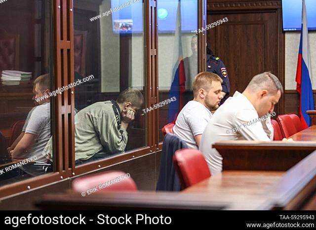 RUSSIA, ROSTOV-ON-DON - MAY 22, 2023: Ukrainian national Grigory Sinchenko (in the defendants' dock) charged with espionage and 40 counts of other offences...