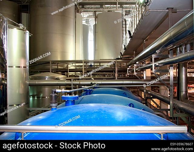 Moscow, Russian Federation, March 07, 2015: filter system at a large beer company, Moscow Brewing Company