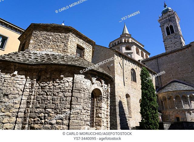 Temple of Santa Croce and Santa Maria Maggiore Basilica, Bergamo, Lombardia, Italy, Europe