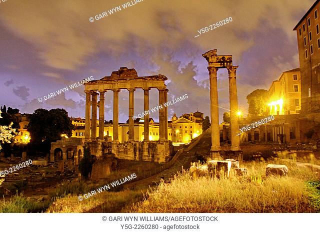 Rome, Italy 10th September 2014 - Thunderstorm over the Roman Forum in Rome Italy