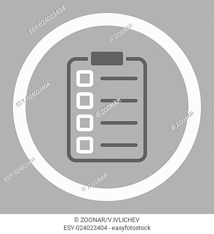 Examination flat dark gray and white colors rounded vector icon