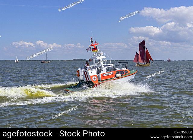 SAR Boat, Zeesboot Regatta, Wustrow, Saaler Bodden, Mecklenburg-Vorpommern, Germany, Europe