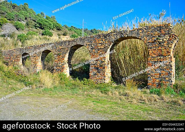 Roman aqueduct of Can Cua in Pineda de Mar Barcelona Spain
