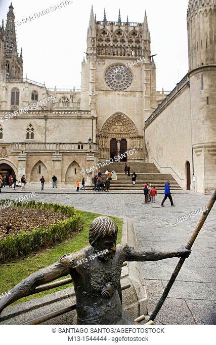 Pilgrim Monument next to the cathedral of Burgos. Castilla y León. Spain. Europe